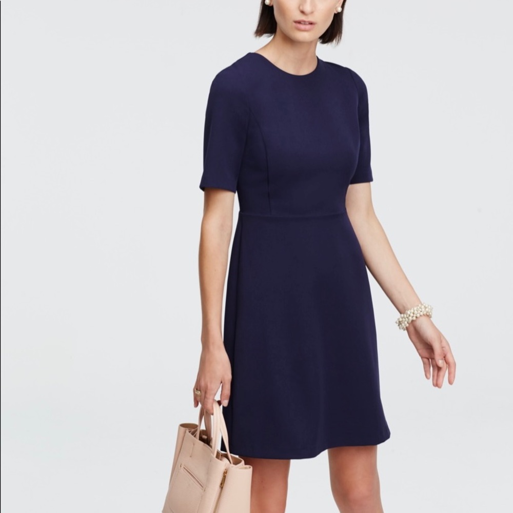 Anne Taylor Navy Blue Dress Size 0 NWT, Navy Blue